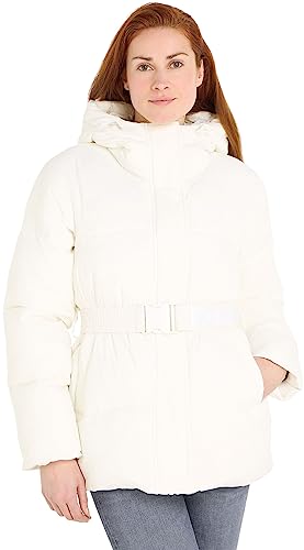 Calvin Klein Jeans Damen Logo Belt Short Puffer J20J221896 Gepolsterte Jacken, Weiß (Ivory), L von Calvin Klein