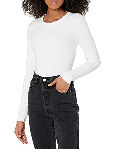Calvin Klein Jeans Damen Logo Patch Sleeve Crew Neck Bodysuit Formender Body, Weiß, Small von Calvin Klein