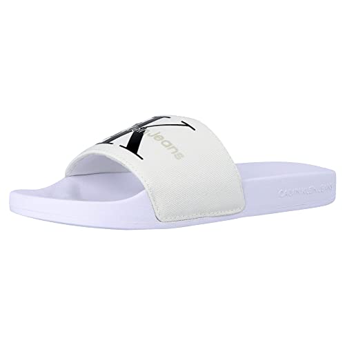 Calvin Klein Jeans Damen Slides Sandalen Weiß 40 EU von Calvin Klein