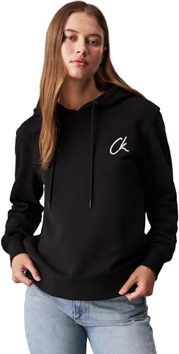 Calvin Klein Jeans EMBROIDERED CK REGULAR HOODIE Pullover-Kapuzenpulli Damen, Schwarz (Ck Black), 3XL von Calvin Klein