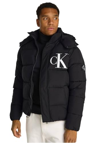 Calvin Klein Herren Pufferjacke Essentials mit Kapuze, Schwarz (Ck Black), XXL von Calvin Klein