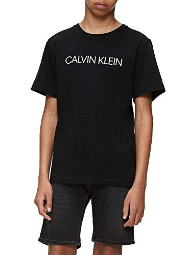 Calvin Klein Jeans Jungen T-Shirt Kurzarm Institutional Rundhalsausschnitt, Schwarz (Ck Black), 14 Jahre von Calvin Klein