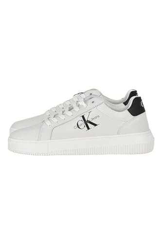 Calvin Klein Jeans Herren Chunky Cupsole Mono LTH YM0YM00681 Turnschuhe, Weiß (White/Black), 42 EU von Calvin Klein Jeans