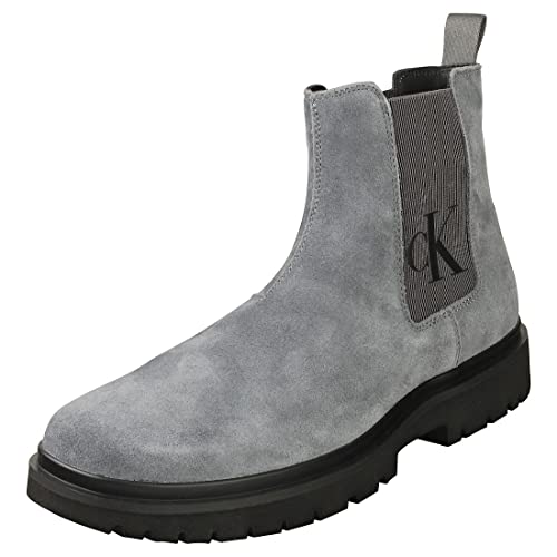 Calvin Klein Jeans Herren LUG MID CHELSEA BOOT Grau Veloursleder 44 von Calvin Klein