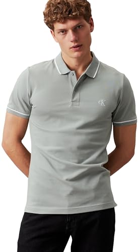 Calvin Klein Jeans Herren Poloshirt Kurzarm Slim Fit, Grau (Slate Gray), XXL von Calvin Klein
