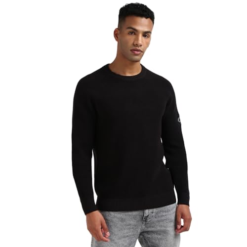 Calvin Klein Jeans Herren Pullover Badge Easy Sweater Strickpullover, Schwarz (Ck Black), L von Calvin Klein