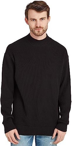 Calvin Klein Jeans Herren Pullover Blown Up Mock Strickpullover, Schwarz (Ck Black), XL von Calvin Klein