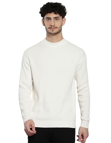 Calvin Klein Jeans Herren Pullover Blown Up Mock Strickpullover, Weiß (Ivory), M von Calvin Klein