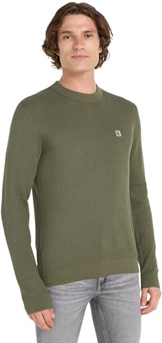 Calvin Klein Jeans Herren Pullover Ck Embro Badge Sweater Strickpullover, Grün (Dusty Olive), XXL von Calvin Klein