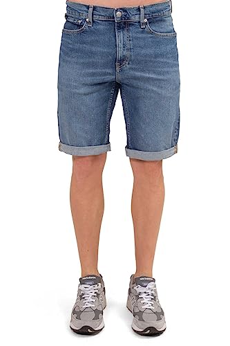 Calvin Klein Jeans Herren Shorts Slim mit Revers, blau, 32 von Calvin Klein