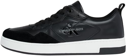 Calvin Klein Jeans Herren Court Sneaker Low Top aus Leder, Schwarz (Black/Bright White), 41 von Calvin Klein