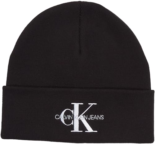 Calvin Klein Jeans Herren Strickmütze Monogram Beanie Wintermütze, Schwarz (Black), Onesize von Calvin Klein