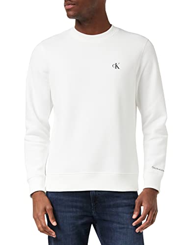 Calvin Klein Jeans Herren Sweatshirt Ck Essential ohne Kapuze, Weiß (Bright White), S von Calvin Klein