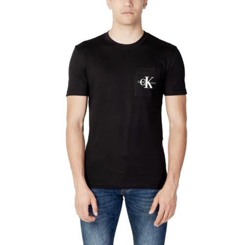 Calvin Klein Jeans Herren T-Shirt Kurzarm Core Monologo Rundhalsausschnitt, Schwarz (Ck Black), L von Calvin Klein