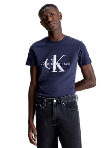 Calvin Klein Jeans Herren T-Shirt Kurzarm Core Monologo Slim Fit , Blau (Night Sky), 3XL von Calvin Klein