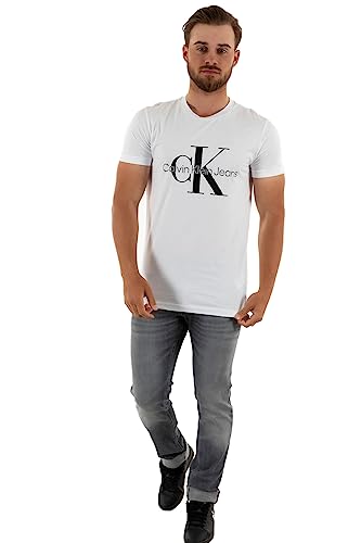 Calvin Klein Jeans Herren T-Shirt Kurzarm Core Monologo Slim Fit , Weiß (Bright White), XXL von Calvin Klein