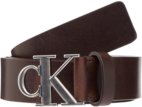 Calvin Klein Jeans Herren Gürtel Round Mono Plaque Leather Belt aus Leder, Braun (Bitter Brown), 85 cm von Calvin Klein