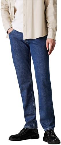 Calvin Klein Herren Jeans Hose Straight Slim Fit, Blau (Denim Medium), 34W/32L von Calvin Klein
