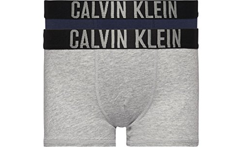 Calvin Klein Jungen 2er Pack Boxershorts Trunks Baumwolle mit Stretch, Mehrfarbig (Grey Heather/Blue Shadow), 8-10 Jahre von Calvin Klein