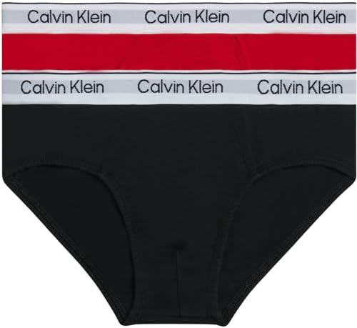 Calvin Klein Jungen 2Pk Brief B70B700466 Unterhosen, Rot (Medievalred/Pvhblack), 10-12 Jahre von Calvin Klein