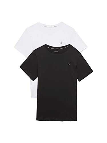 Calvin Klein Jungen 2er Pack T-Shirts Kurzarm Rundhalsausschnitt, Mehrfarbig (White/Black), 14-16 Jahre von Calvin Klein