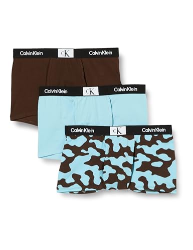 Calvin Klein Jungen 3er Pack Boxershorts Baumwolle mit Stretch, Mehrfarbig (Treefrogblueaop/Pericloud/Cocoa), 8-10 Jahre von Calvin Klein