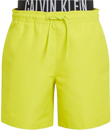 Calvin Klein Jungen Badehose Medium Double mit Logobund, Gelb (Lemonade Yellow), 8-10 Jahre von Calvin Klein