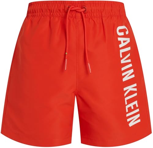 Calvin Klein Jungen Badehose Medium Drawstring mit Tunnelzug, Rot (Flaming Chili), 14-16 Jahre von Calvin Klein