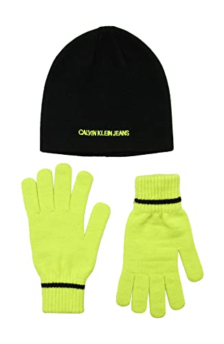 Calvin Klein Jungen Besticktes Ck Handschuhe-Set, Acid Lime Beanie, Säurlimette, 8-16 Jahre von Calvin Klein