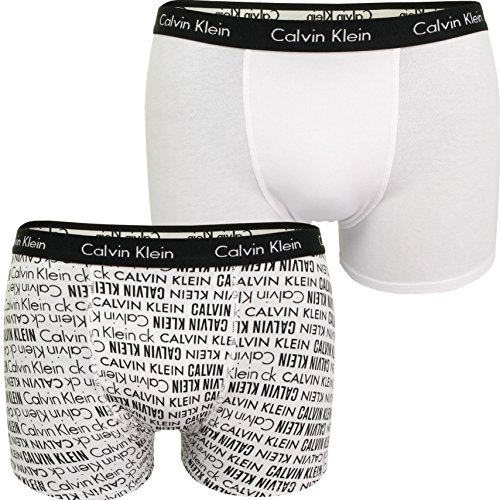 Calvin Klein Jungen Boxershorts 2PK Trunk, Weiß (White PR/White 101), 140-152 (Herstellergröße: 10-12) von Calvin Klein