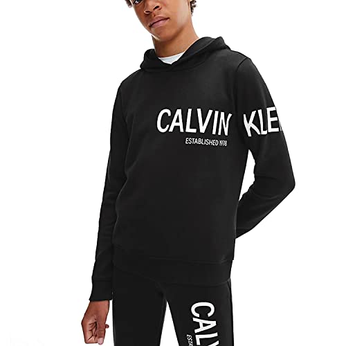 Calvin Klein Jungen Pullover Kapuze Inst Hero Logo Hoodie Gr. 8 Jahre Schwarz von Calvin Klein
