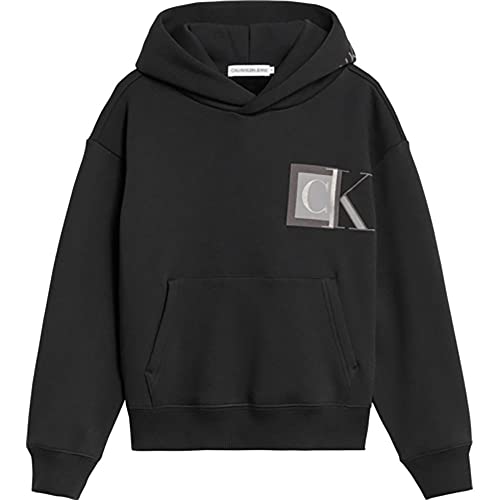 Calvin Klein Jungen Pullover Kapuze Monogram Block Logo Hoodie 8 Jahre Schwarz von Calvin Klein