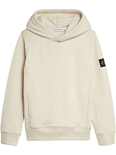 Calvin Klein Jungen Pullover Kapuze Rib Blocking Badge Hoodie 8 Jahre Beige von Calvin Klein