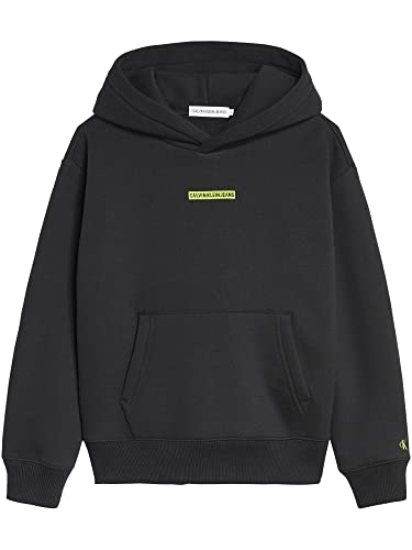 Calvin Klein Jungen Pullover Micro Flock Logo Relaxed Hoodie 12 Jahre Schwarz von Calvin Klein
