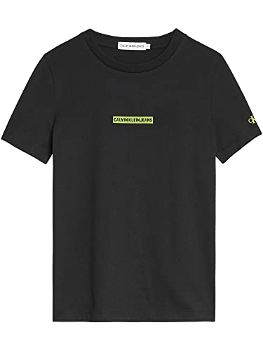 Calvin Klein Jungen T-Shirt Kurzarm Micro Flock Logo Fitted Top Schwarz 8 Jahre von Calvin Klein