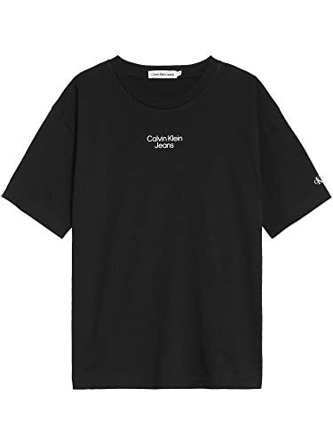 Calvin Klein Jungen T-Shirt Kurzarm Stack Logo Relaxed T-Shirt Schwarz 8 Jahre von Calvin Klein
