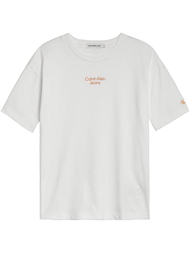 Calvin Klein Jungen T-Shirt Kurzarm Stack Logo Relaxed T-Shirt Weiß 10 Jahre von Calvin Klein