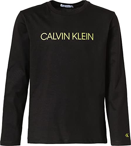 Calvin Klein Jungen T-Shirt Langarm Institutional LS Shirt Schwarz 12 Jahre von Calvin Klein