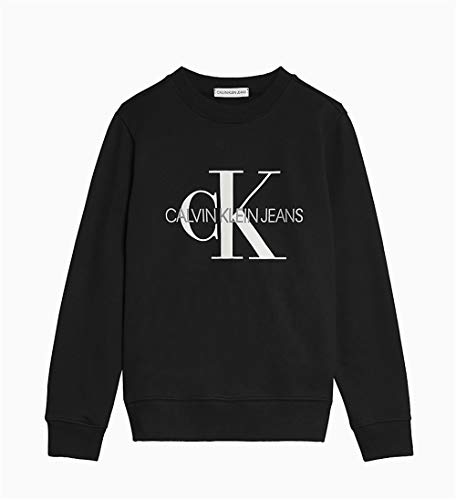 Calvin Klein Kinder Sweater Rundhals Monogram Logo Sweatshirt 12 Jahre Schwarz von Calvin Klein