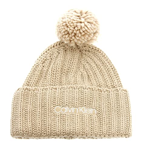 Calvin Klein Knit Beanie with Pompom Irish Cream von Calvin Klein