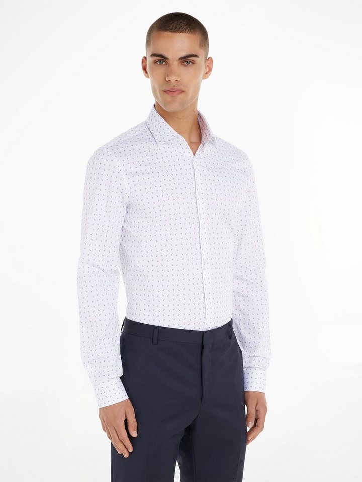 Calvin Klein Langarmhemd TWILL 2 COLOR PRINT SHIRT mit Markenlabel von Calvin Klein