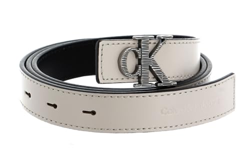 Calvin Klein Leder Gürtel CKJ Monogram Hardware Belt 25MM W105 Eggshell beige von Calvin Klein