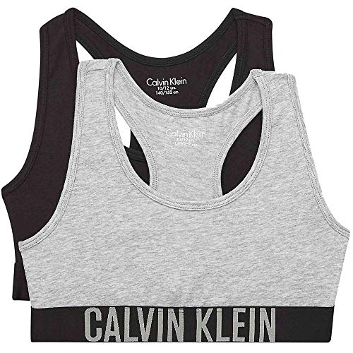 Calvin Klein Mädchen 2er Pack BH Bralettes Stretch , Mehrfarbig (Grey Heather/Black), 12-14 Jahre von Calvin Klein