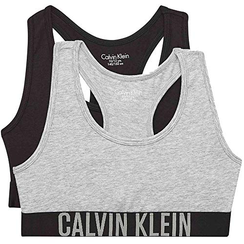 Calvin Klein Mädchen 2er Pack BH Bralettes Stretch , Mehrfarbig (Grey Heather/Black), 14-16 Jahre von Calvin Klein