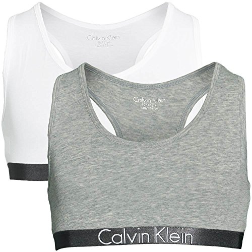 Calvin Klein Mädchen 2er Pack BH Bralettes Stretch, Mehrfarbig (Grey Heather/White), 8-10 Jahre von Calvin Klein