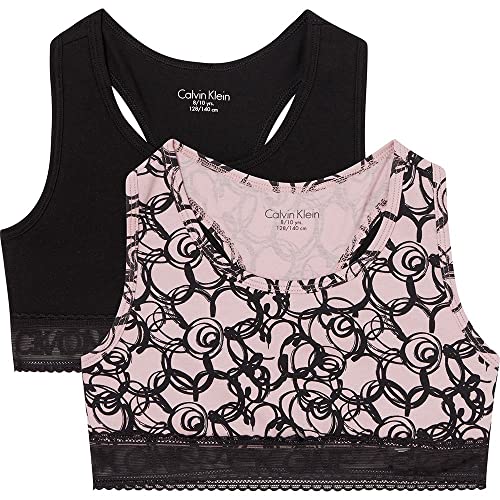 Calvin Klein Mädchen 2Pk Bralette-Lace G80G800575 Andere BHS, Rosa (Floralgraffitipinkaop/Pvhblack), 8-10 Jahre (2er Pack) von Calvin Klein Jeans