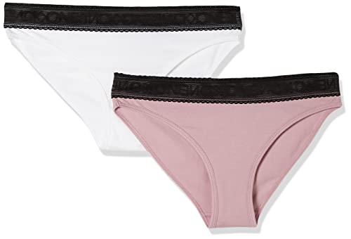 Calvin Klein Mädchen 2Pk Lace G80G800574 Bikini Hose, Rosa (Blushcheek/Pvhwhite), 10-12 Jahre von Calvin Klein