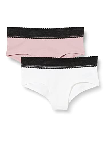 Calvin Klein Mädchen 2Pk Shorty-Lace G80G800573 Boyshorts, Rosa (Blushcheek/Pvhwhite), 10-12 Jahre von Calvin Klein Jeans