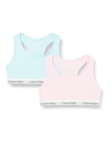 Calvin Klein Mädchen 2er Pack Bralettes Stretch, Mehrfarbig (Tearosemauve/Powdersky), 10-12 Jahre von Calvin Klein