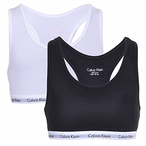 Calvin Klein Mädchen 2er-Pack BH Bralettes Bügellos, White/Black, 8-10 Jahre von Calvin Klein